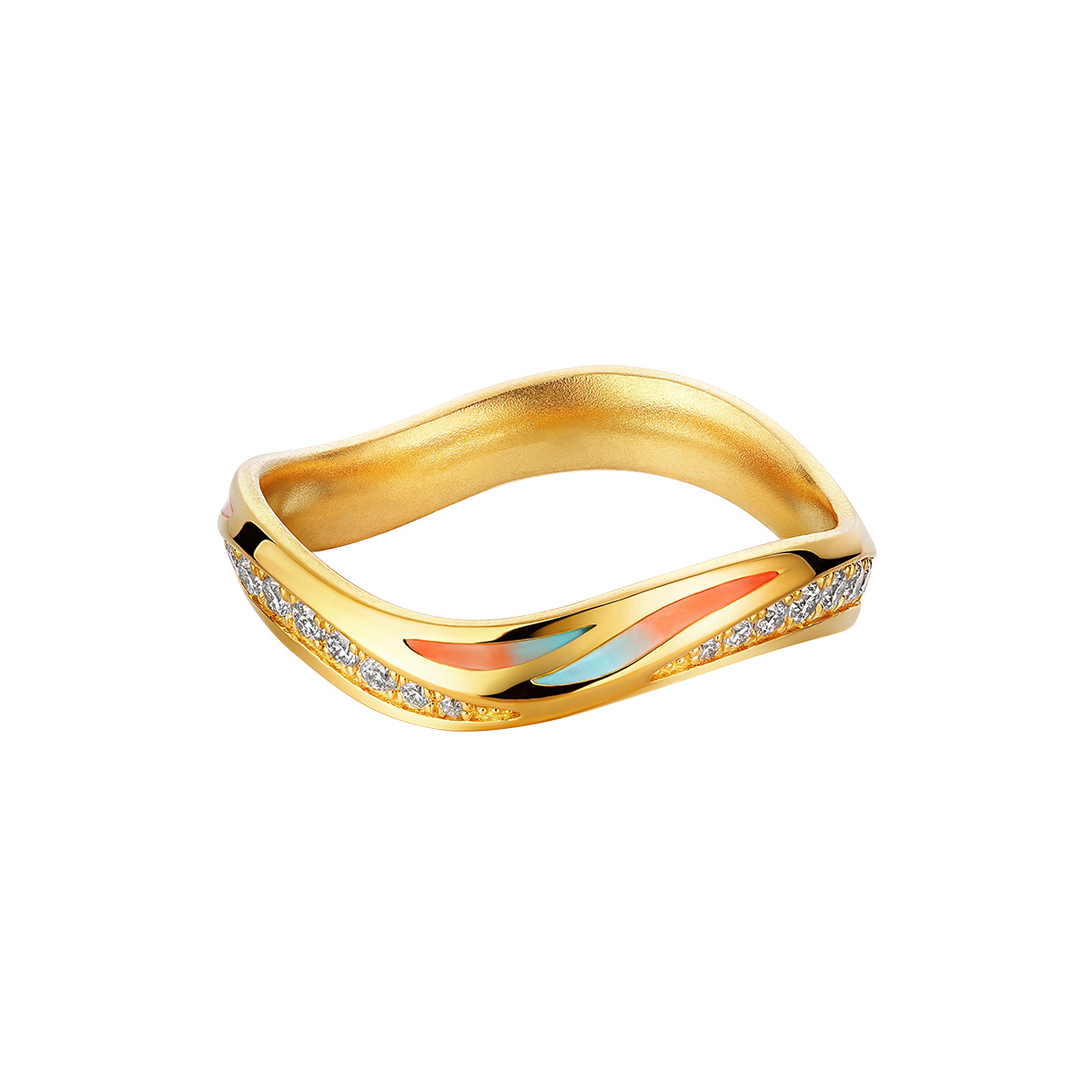 $t('六福珠寶')黃金戒指 - "洛彩環"999足金鑽石鎏彩戒指