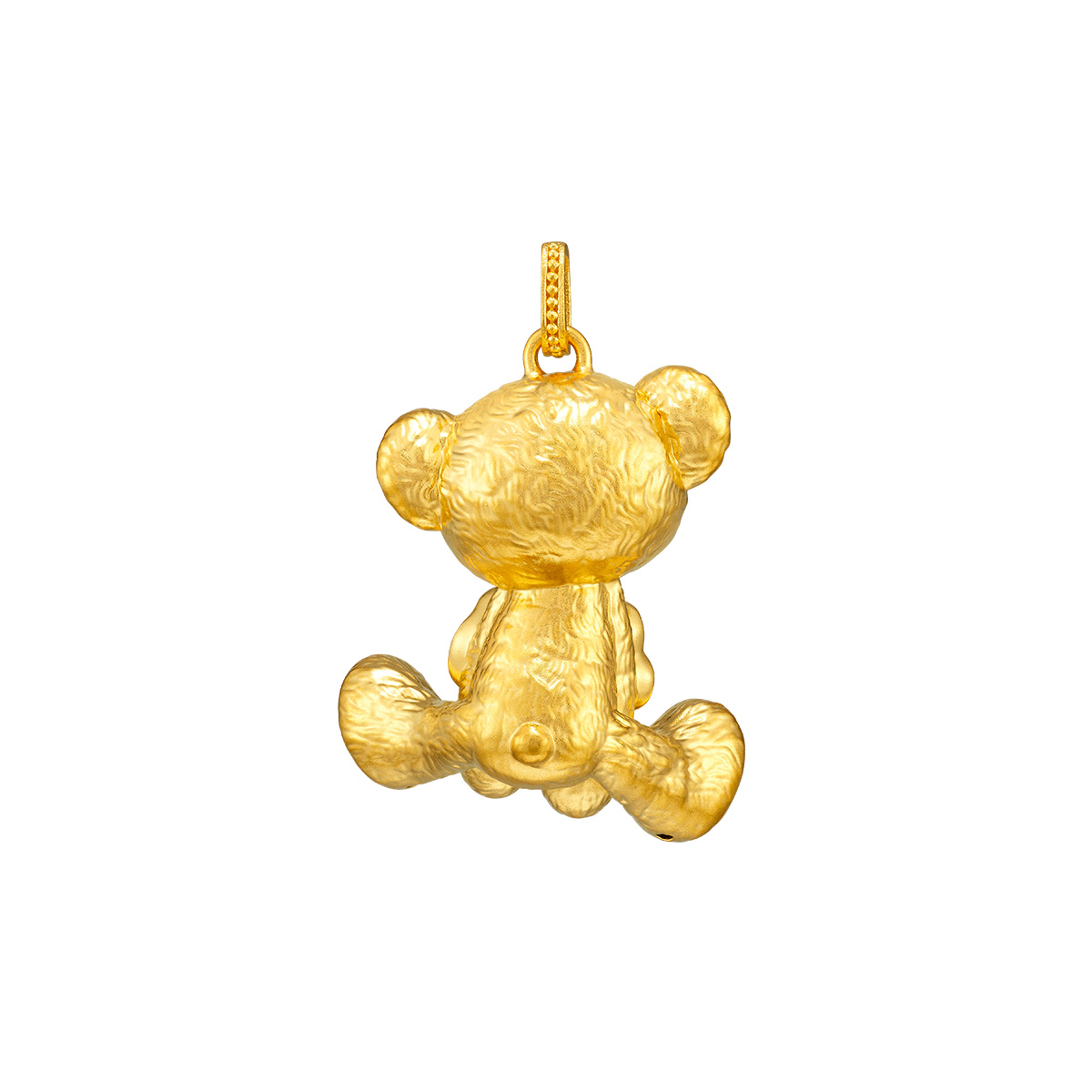 六福珠寶黃金吊墜 - "萌趣小熊"999足金鎏彩吊墜
