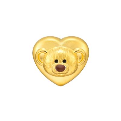 六福珠寶黃金串飾 - "毛絨小熊"999足金鎏彩串飾
