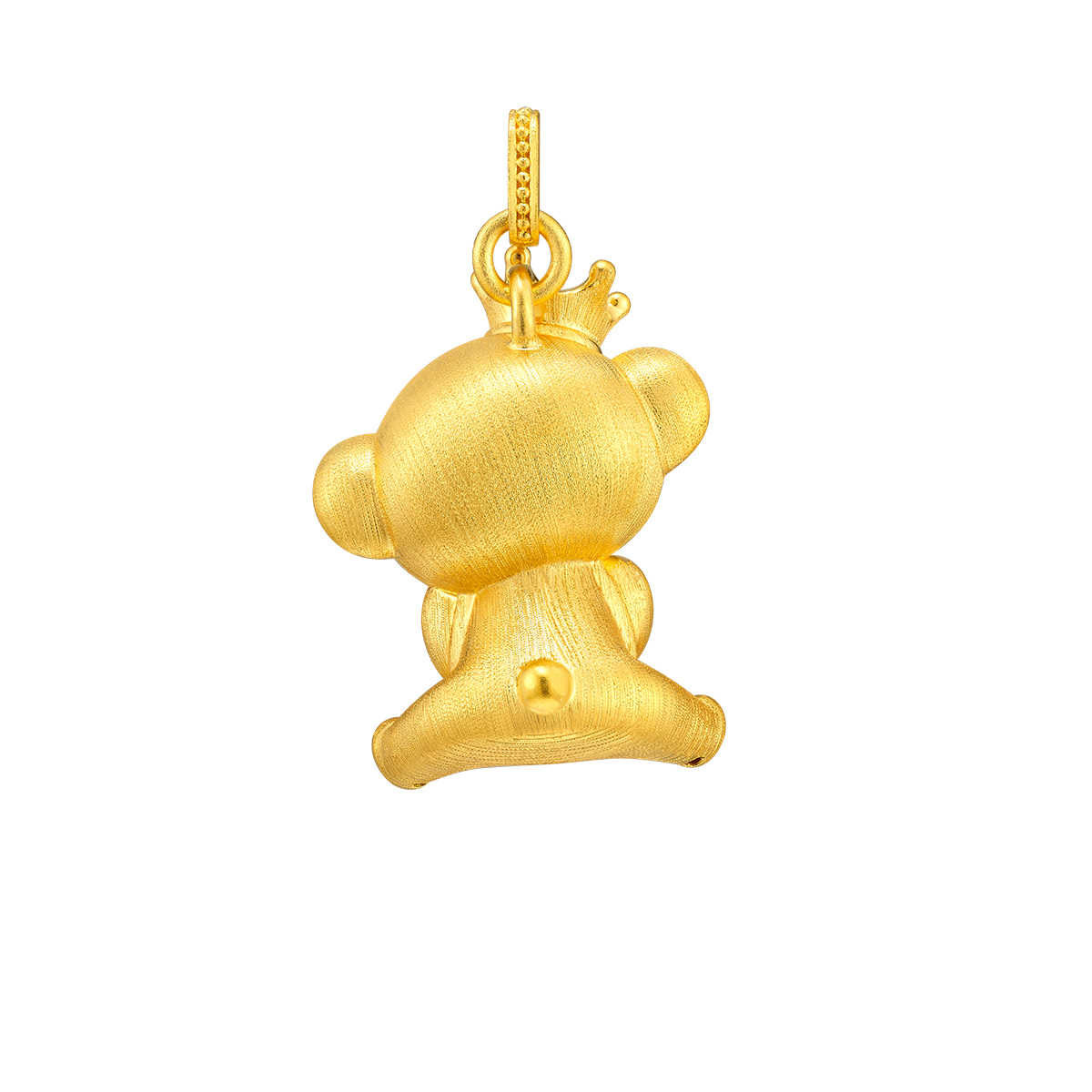 六福珠寶黃金吊墜 - "甜酷萌趣小熊"999足金拉絲鎏彩吊墜