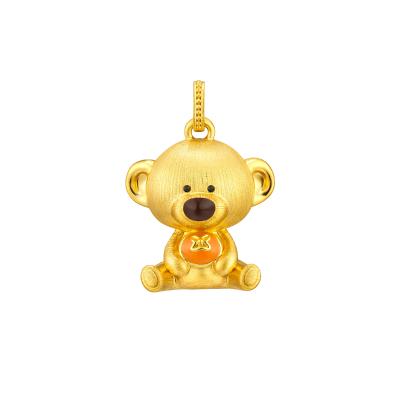 六福珠寶黃金吊墜 - "百變小熊"999足金鎏彩吊墜