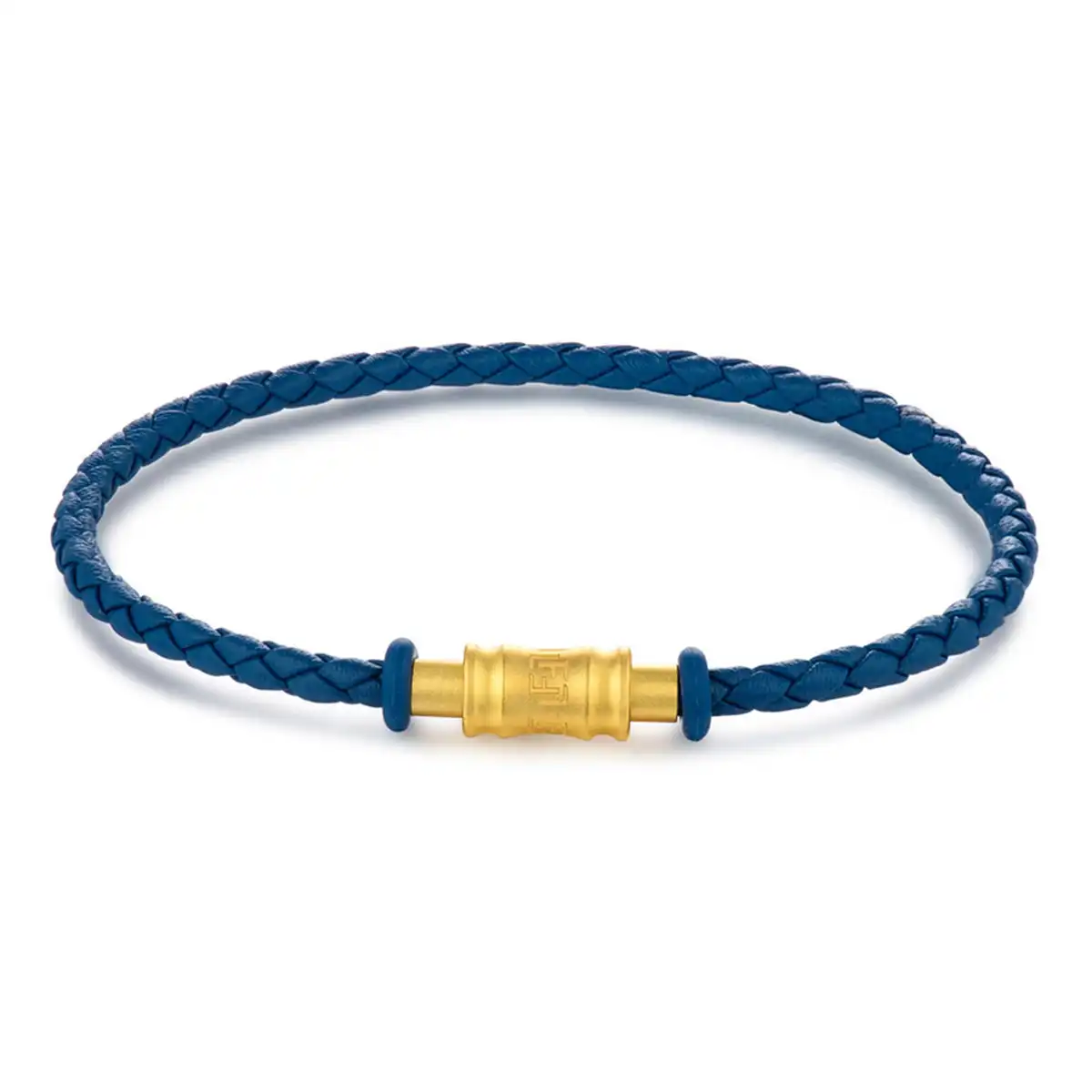 $t('六福珠寶')手繩 - 時尚金扣皮質手繩(藍色)