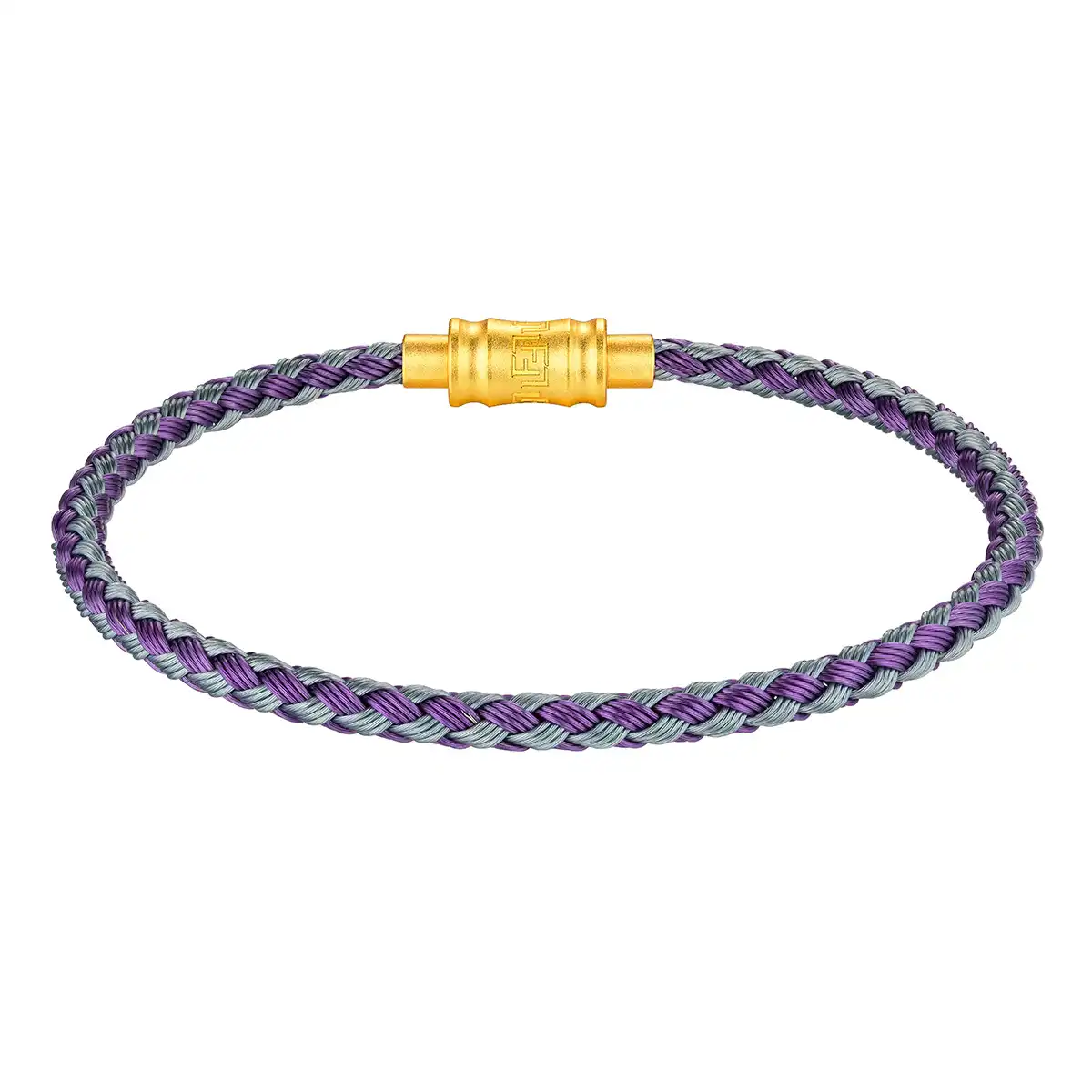 $t('六福珠寶')手繩 - 時尚金扣鋼手繩(紫灰什色)