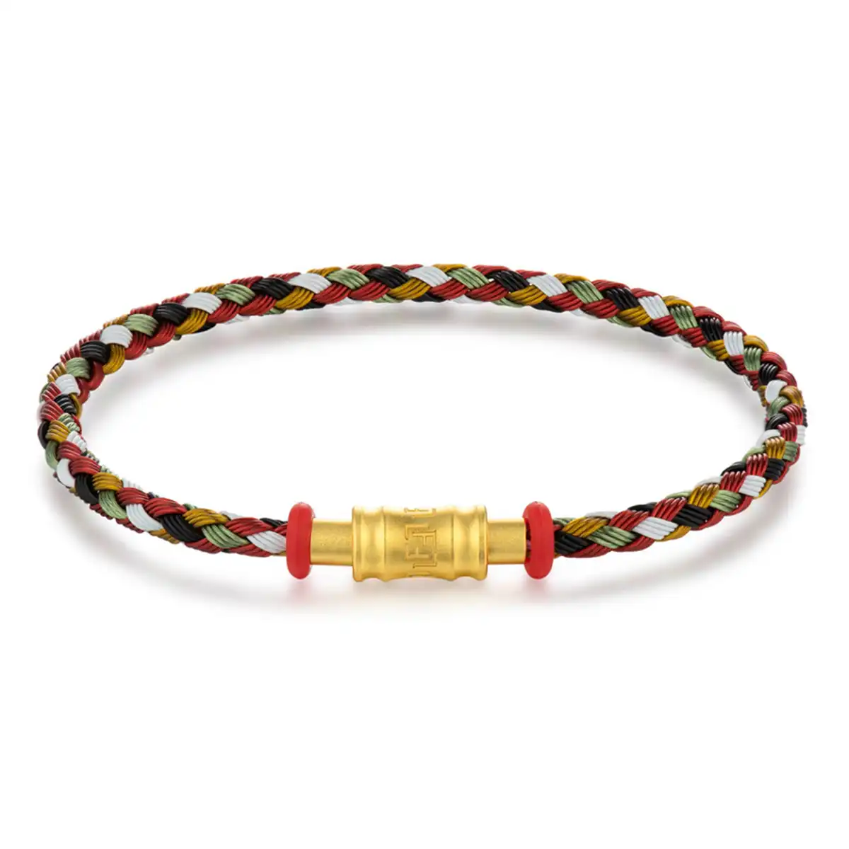 六福珠寶手繩 - 時尚金扣鋼手繩(黑白什色)