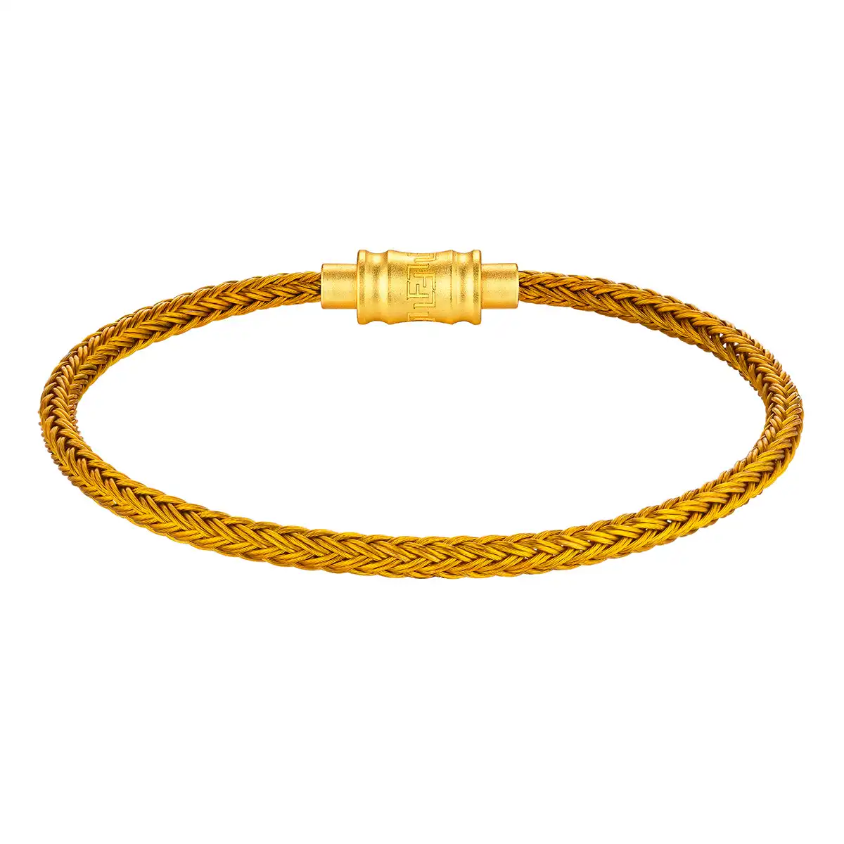 六福珠寶手繩 - 時尚金扣鋼手繩(金色)