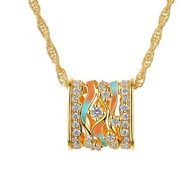 六福珠寶黃金頸鏈 - “洛彩環”999足金鑽石鎏彩頸鏈