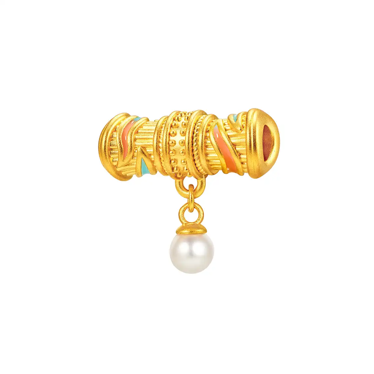 六福珠寶黃金串飾 - "明珠耀彩"999足金鑽石珍珠鎏彩串飾