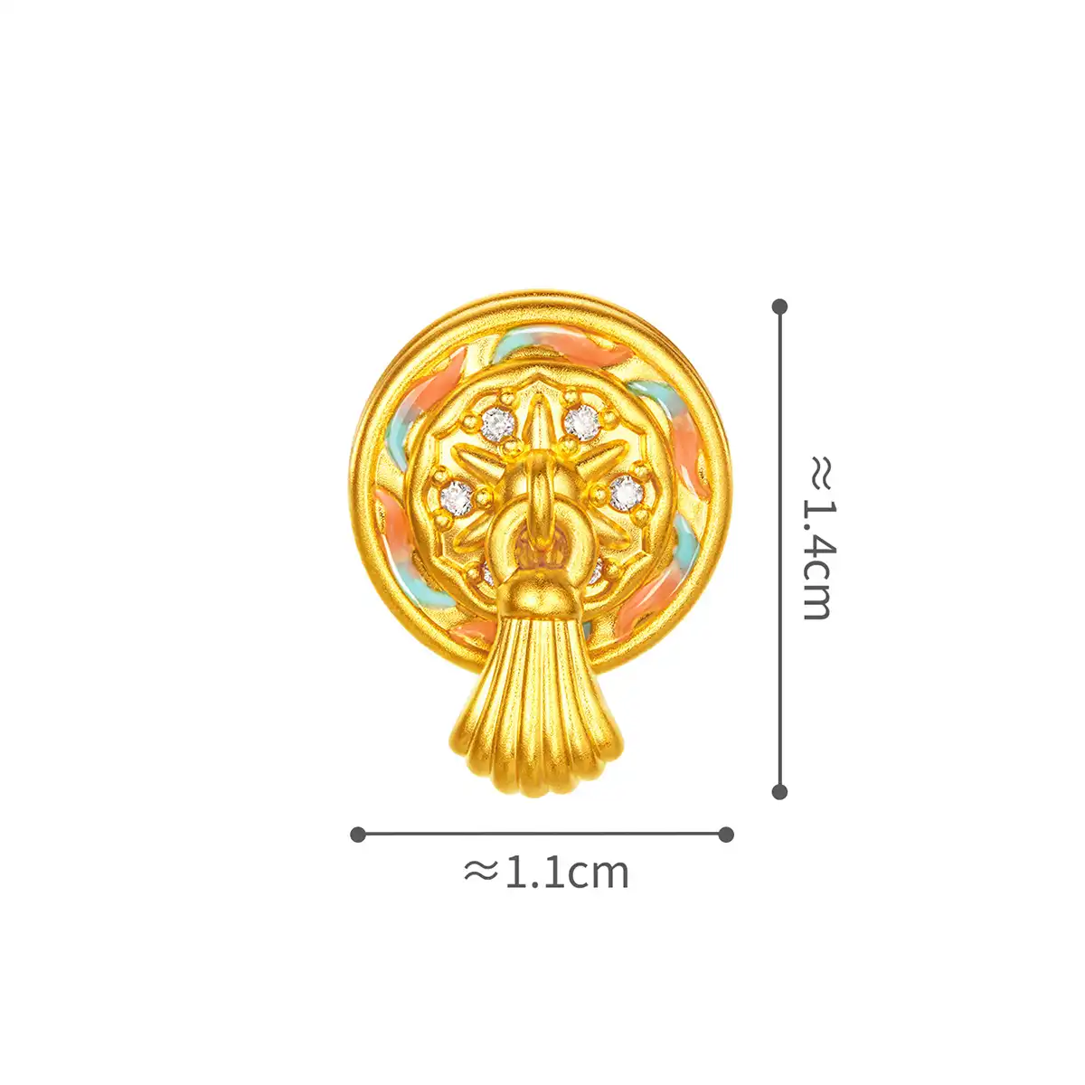 六福珠寶黃金串飾 - "霞彩淩波"999足金鑽石鎏彩串飾