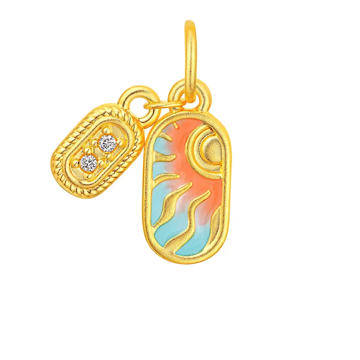 六福珠寶黃金串飾 - "絢日華章"999足金鑽石鎏彩串飾