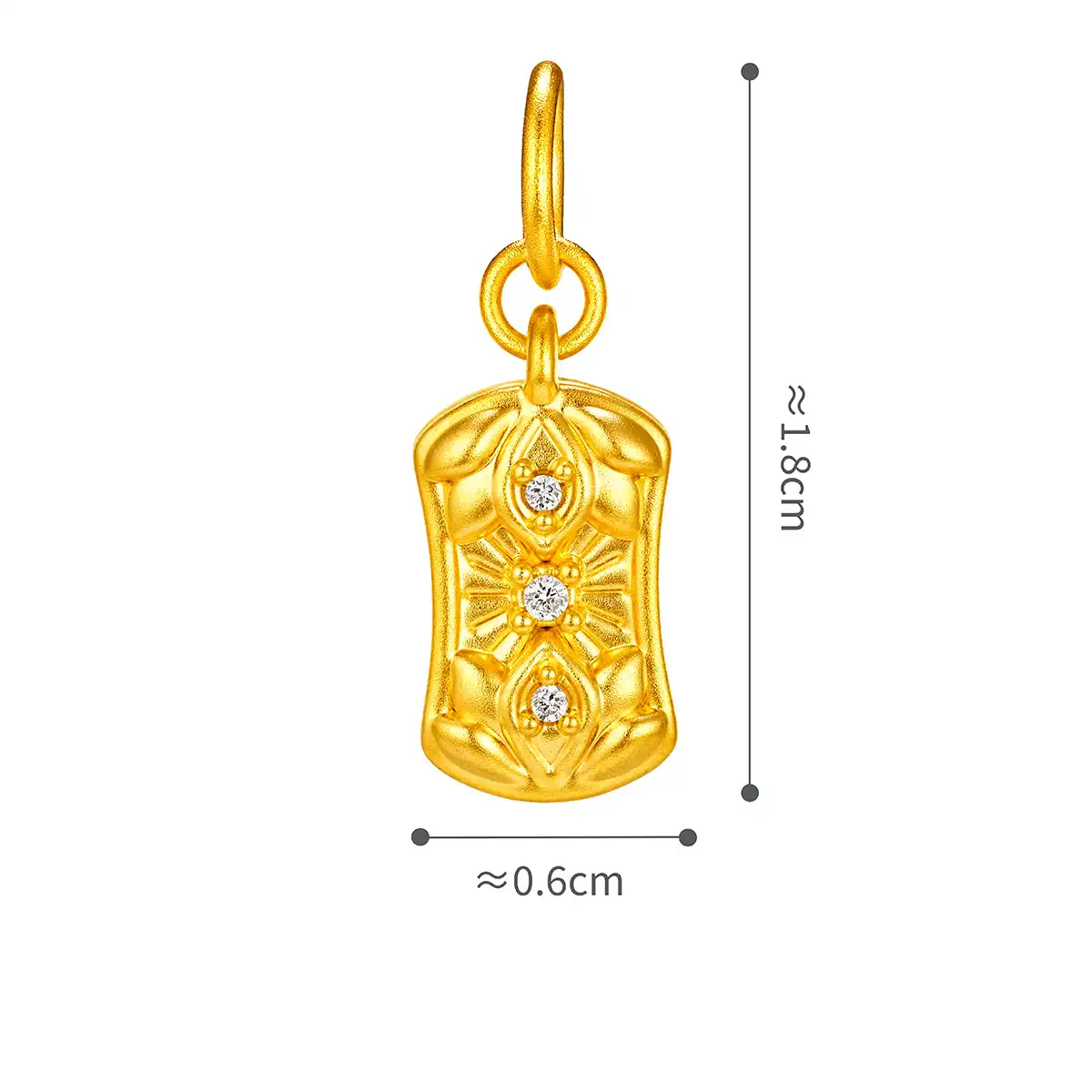 六福珠寶黃金串飾 - "碧波芙蕖"999足金鑽石鎏彩串飾