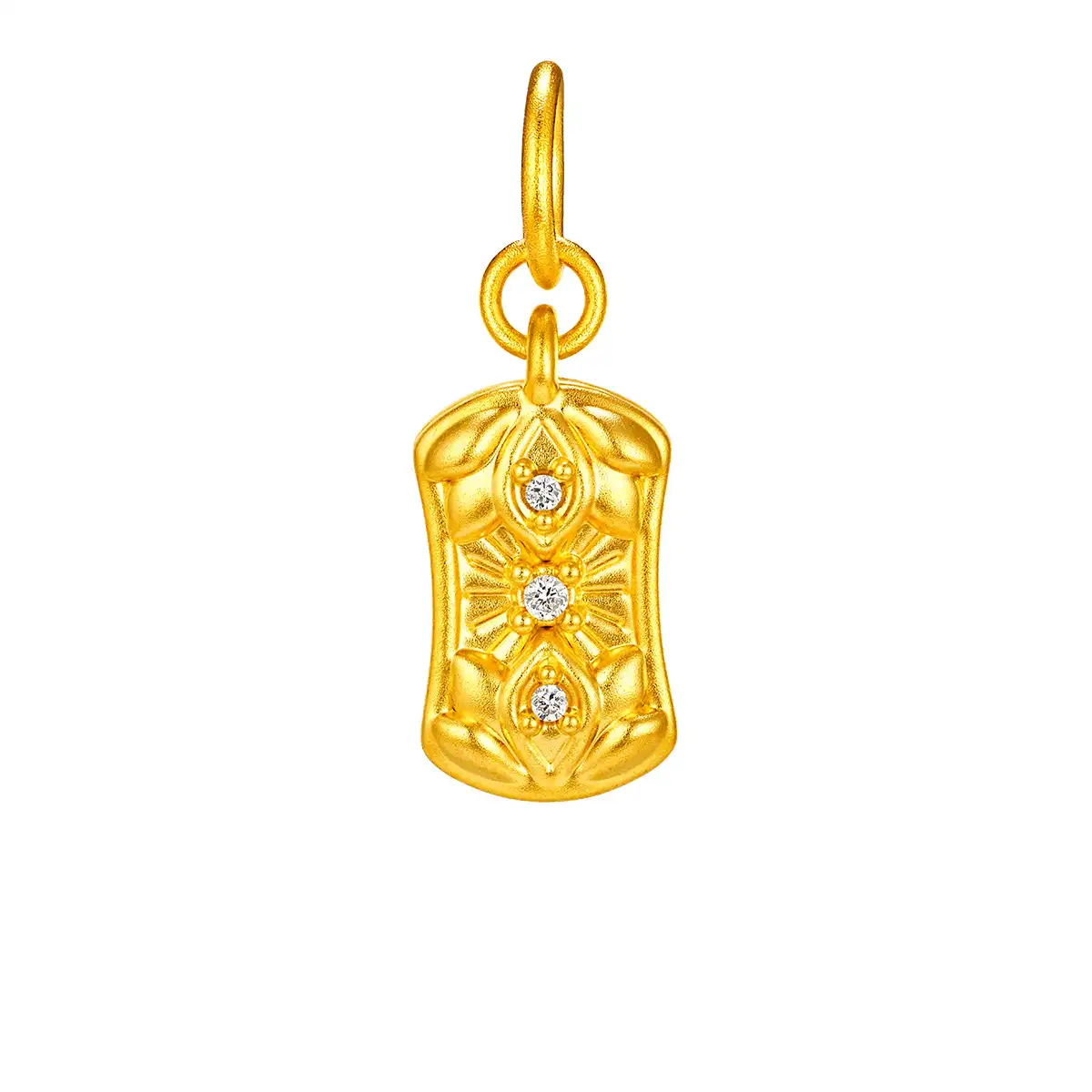 六福珠寶黃金串飾 - "碧波芙蕖"999足金鑽石鎏彩串飾