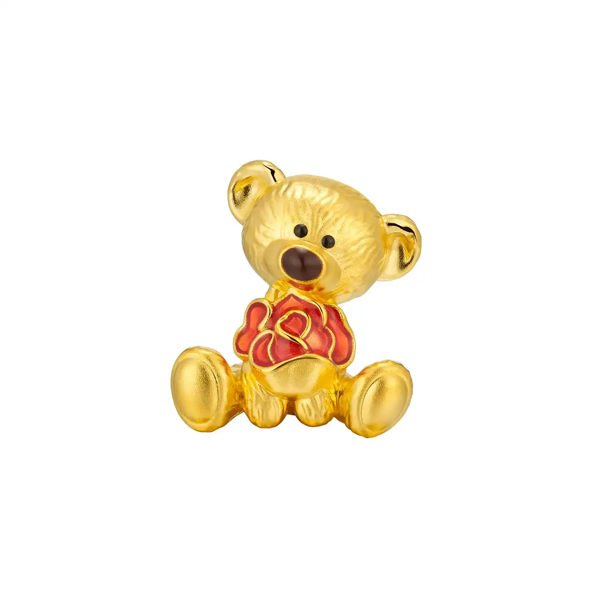 $t('六福珠寶')黃金串飾 - “玫瑰萌熊”999足金鎏彩串飾