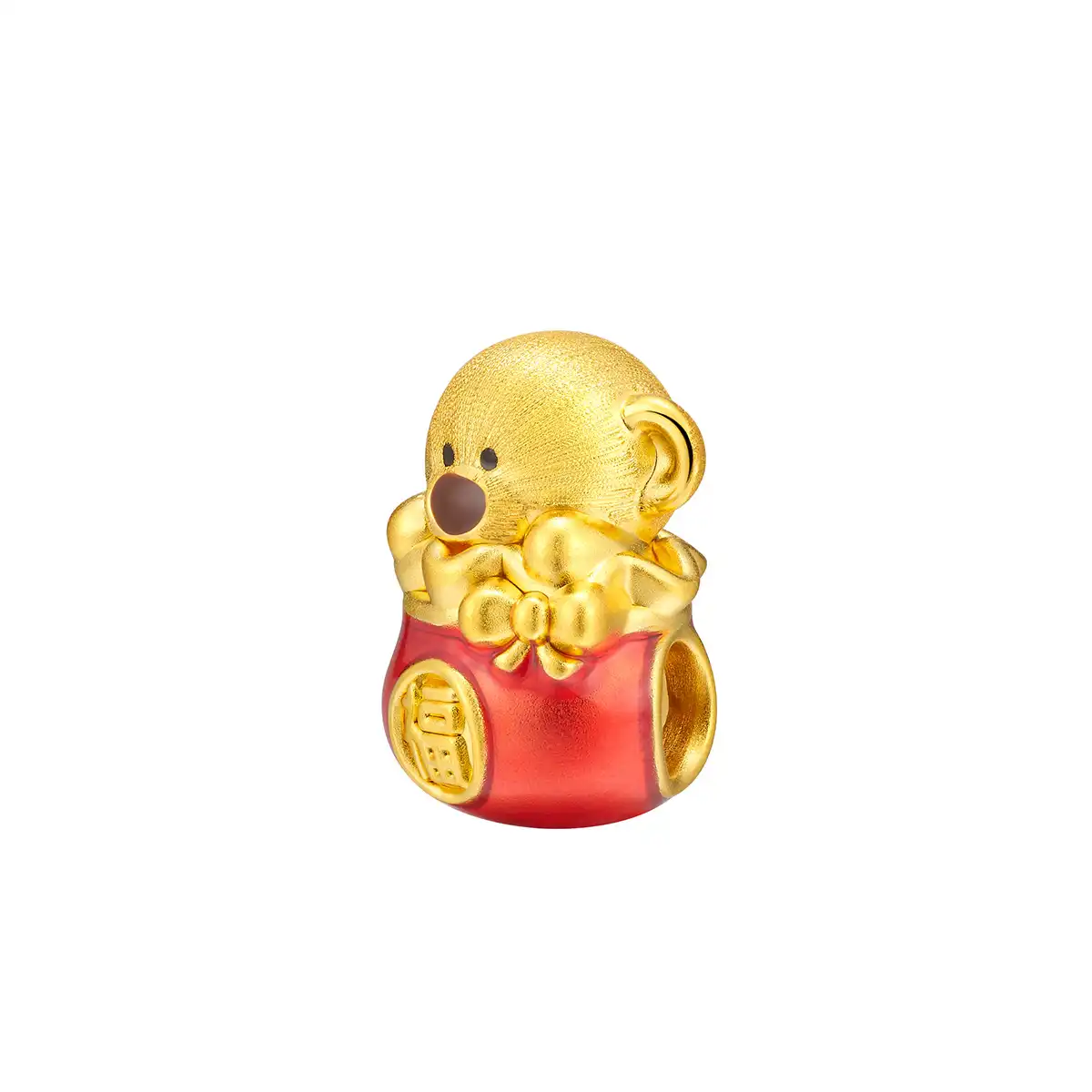 六福珠寶黃金串飾 - “福氣萌熊”999足金鎏彩串飾