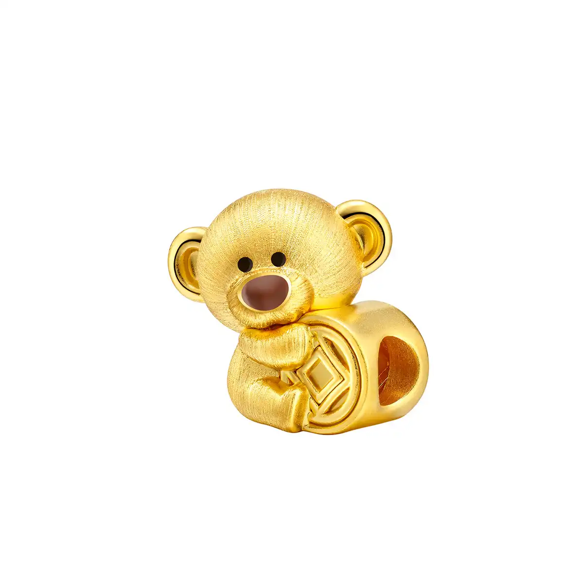 六福珠寶黃金串飾 - “萌熊信使”999足金鎏彩串飾