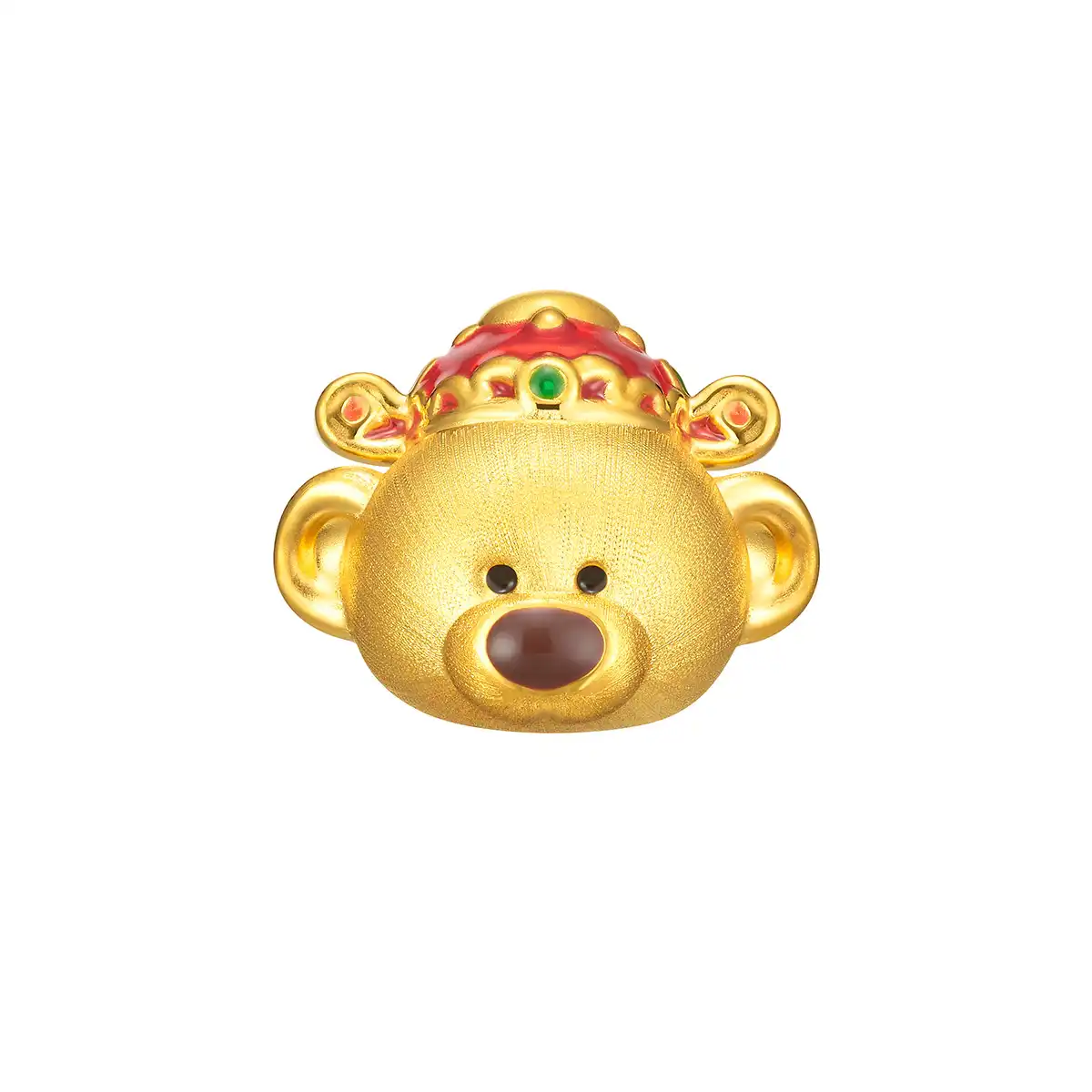 六福珠寶黃金串飾 - “萌熊財神”999足金鎏彩串飾