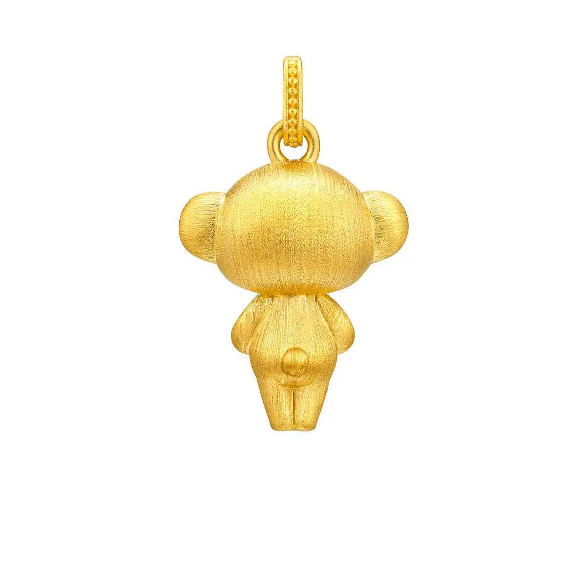 六福珠寶黃金吊墜 - “愛心萌熊”999足金鑽石鎏彩吊墜