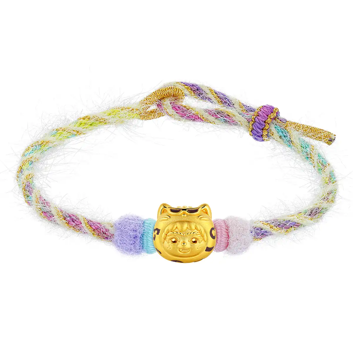 六福珠寶黃金串飾 - “福豹”999足金鎏彩串飾連手繩