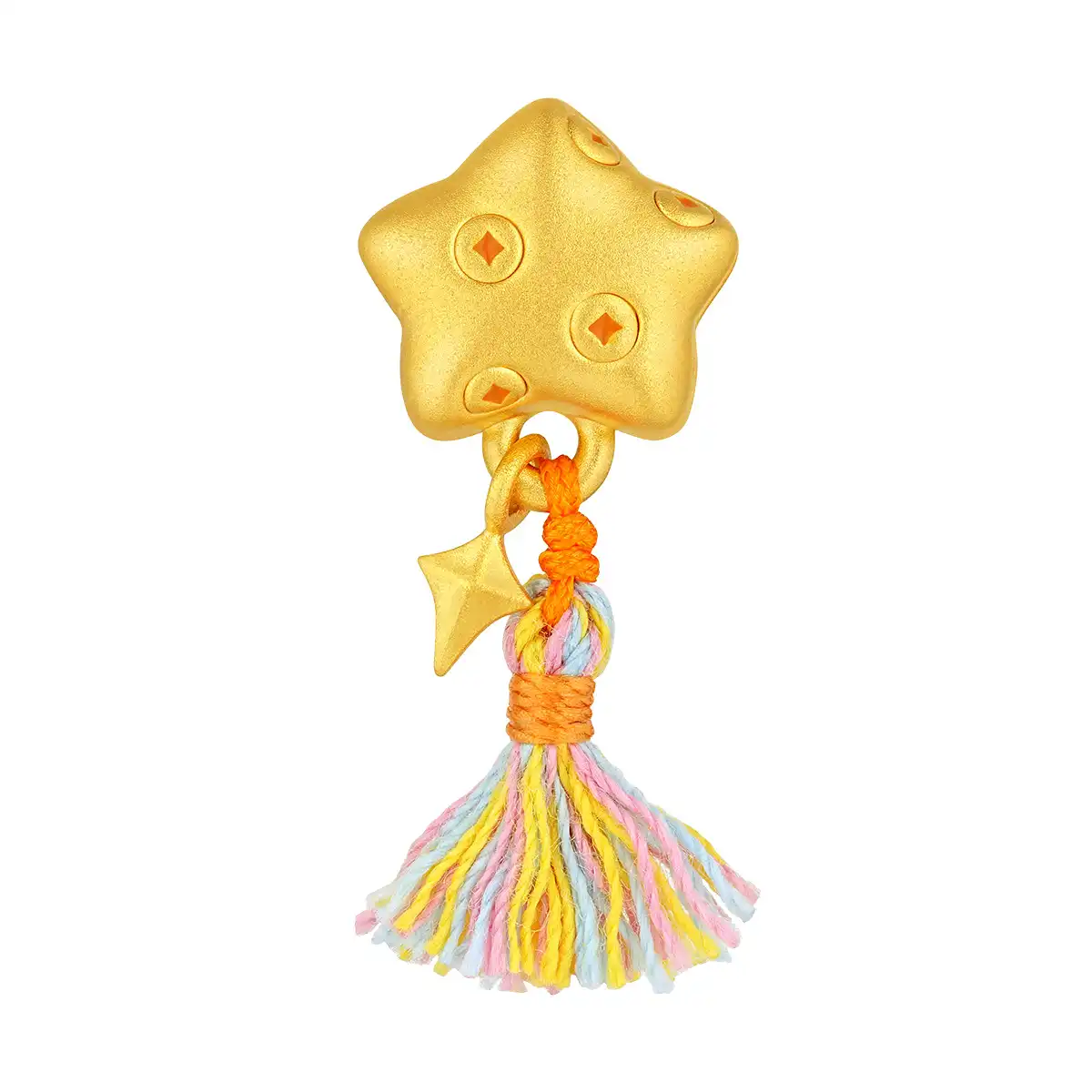 六福珠寶黃金串飾 - “幸運星”999足金鎏彩串飾連手繩