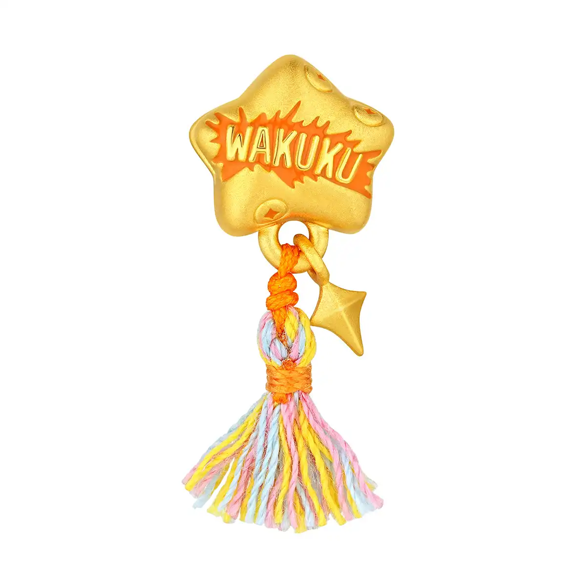 六福珠寶黃金串飾 - “幸運星”999足金鎏彩串飾連手繩