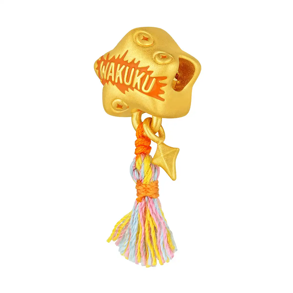 六福珠寶黃金串飾 - “幸運星”999足金鎏彩串飾連手繩