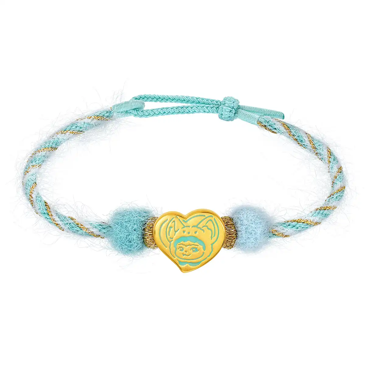 六福珠寶黃金串飾 - “心意相通”999足金鎏彩串飾連手繩