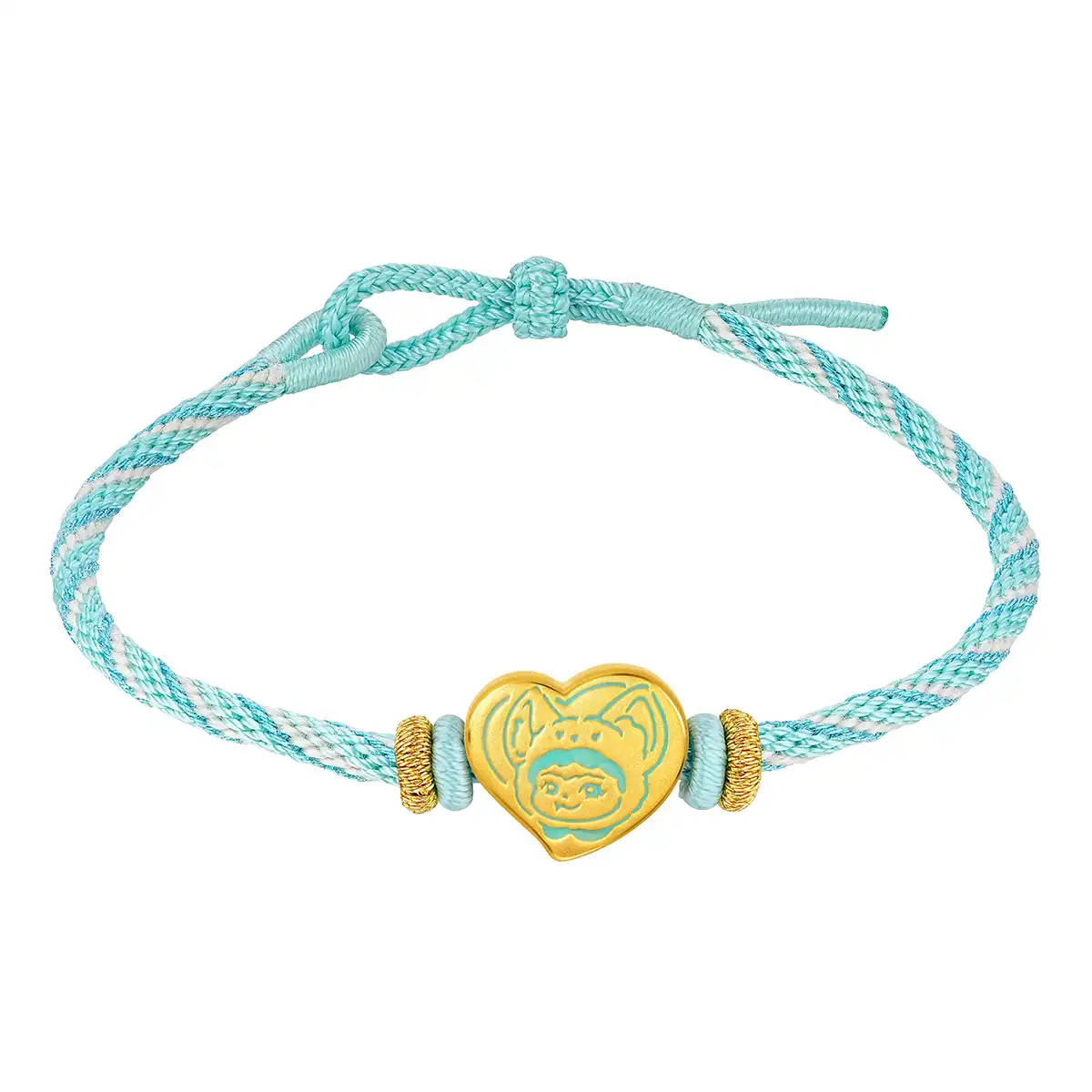 六福珠寶黃金串飾 - “心意相通”999足金鎏彩串飾連手繩