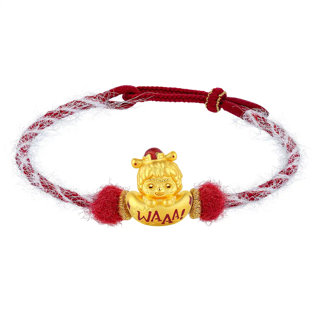 六福珠寶黃金串飾 - “驚喜元寶”999足金鎏彩串飾連手繩