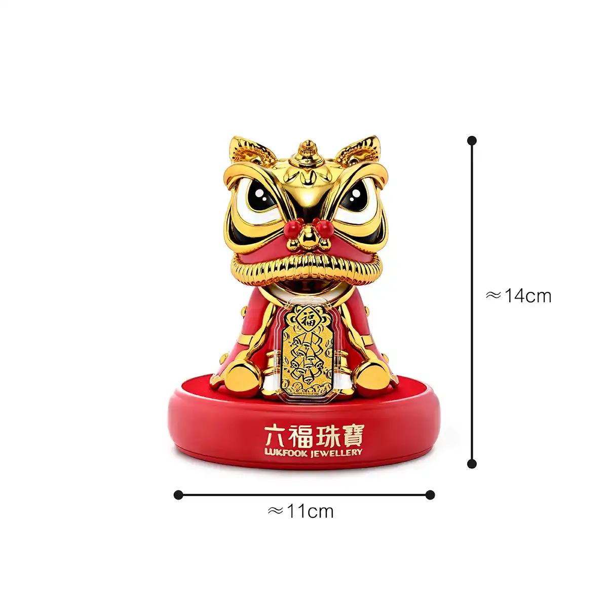 六福珠寶黃金工藝品 - “接福醒獅”999.9黃金工藝品