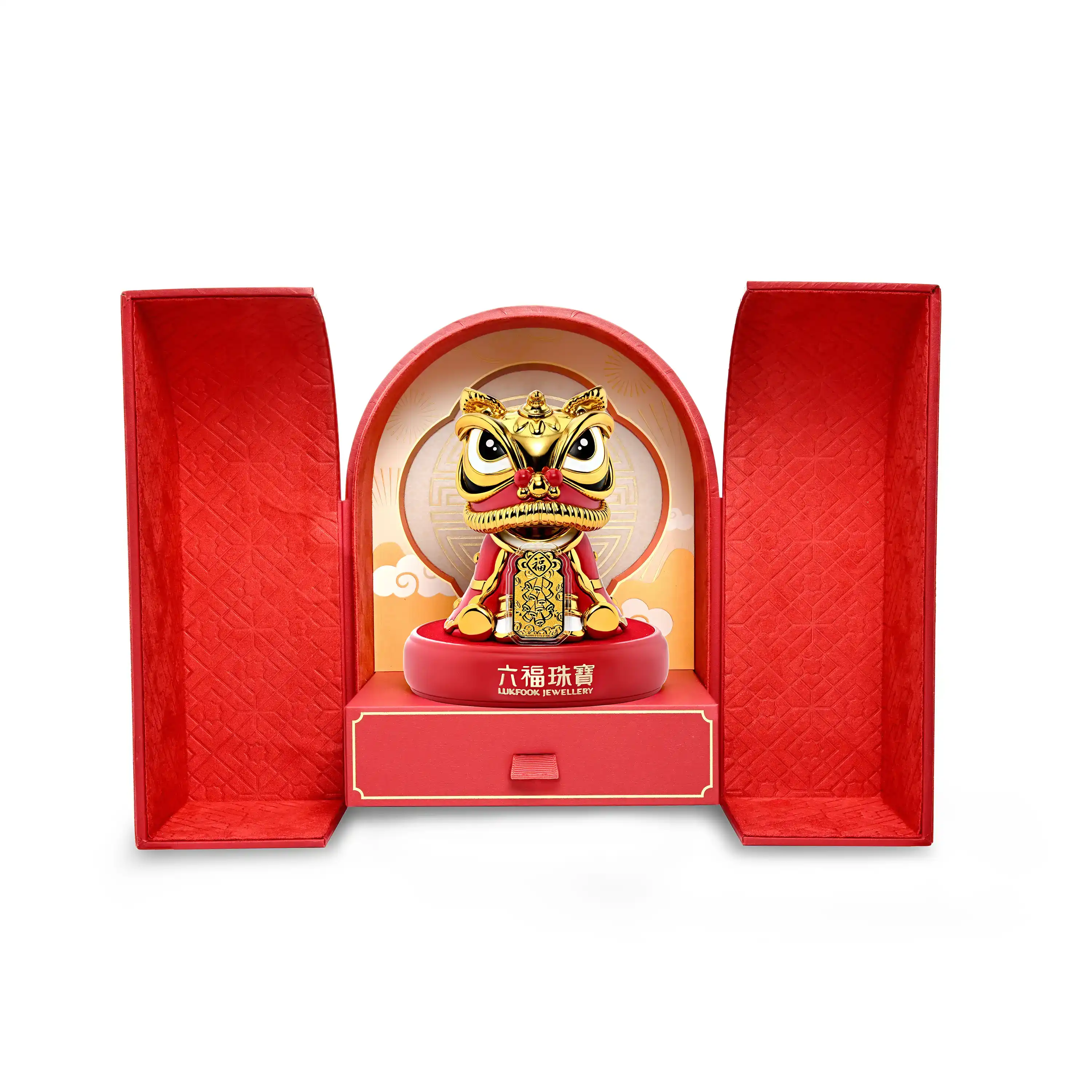 六福珠寶黃金工藝品 - “接福醒獅”999.9黃金工藝品