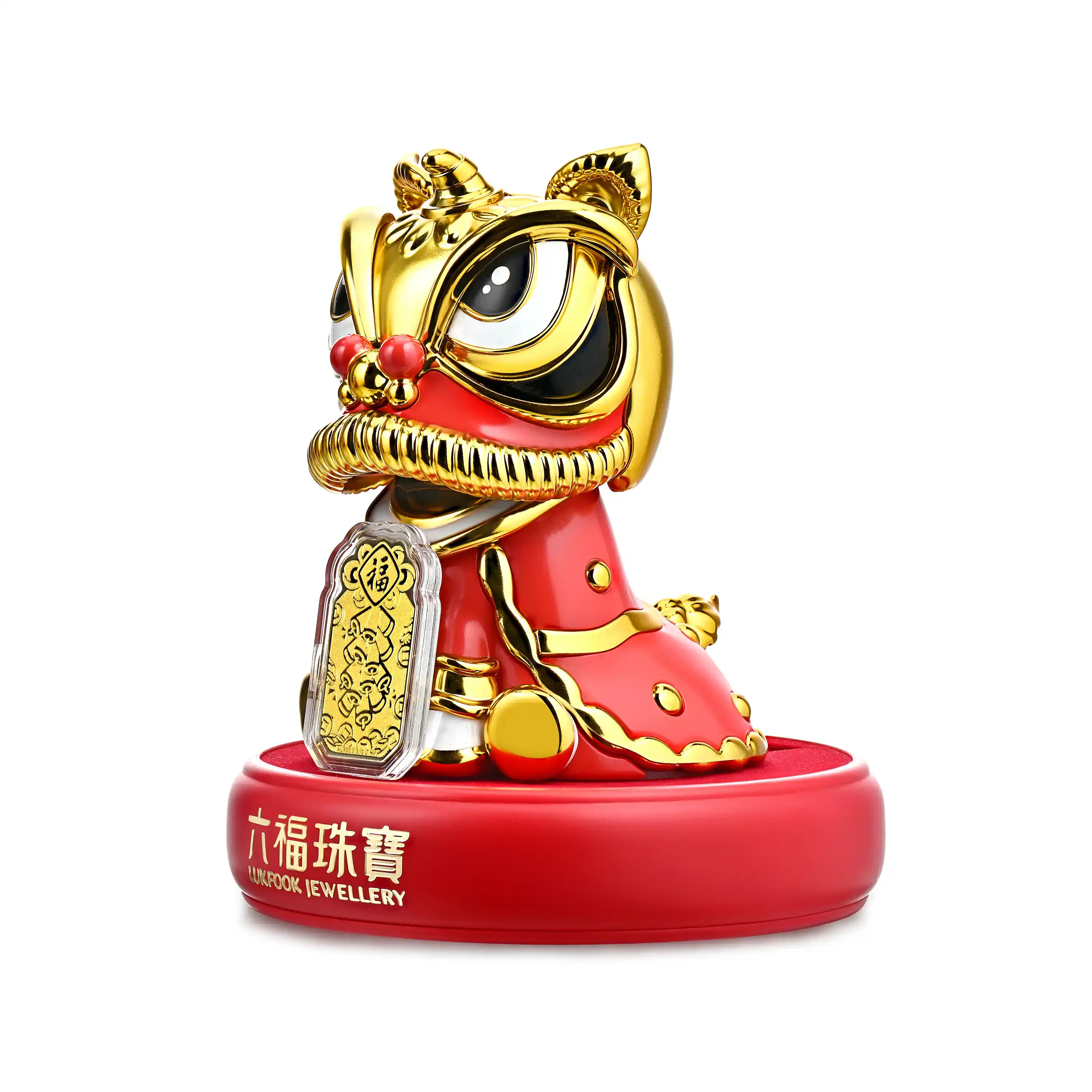 六福珠寶黃金工藝品 - “接福醒獅”999.9黃金工藝品