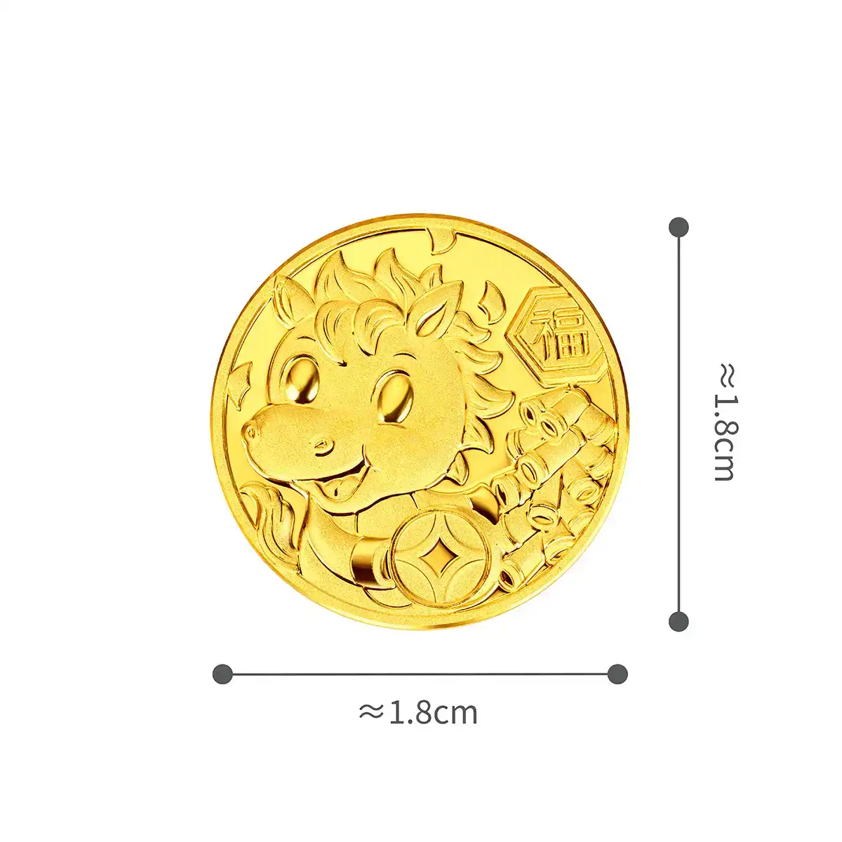 六福珠寶黃金工藝品 - "財福寶馬"999.9黃金金章