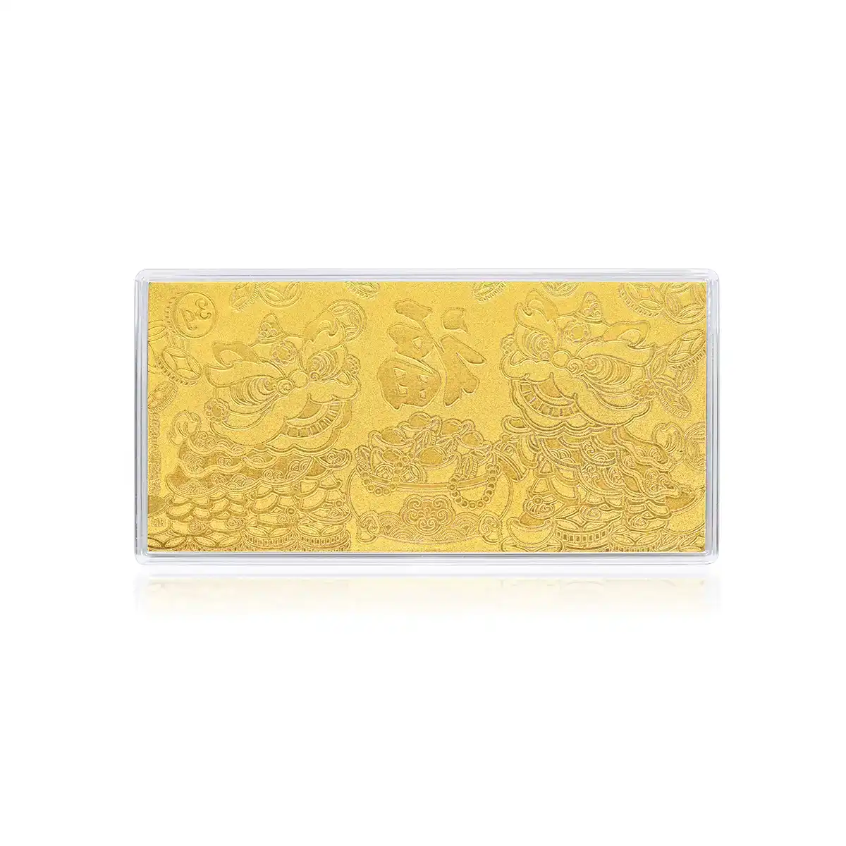 六福珠寶黃金工藝品 - “醒獅接福 財運亨通”999.9黃金利是