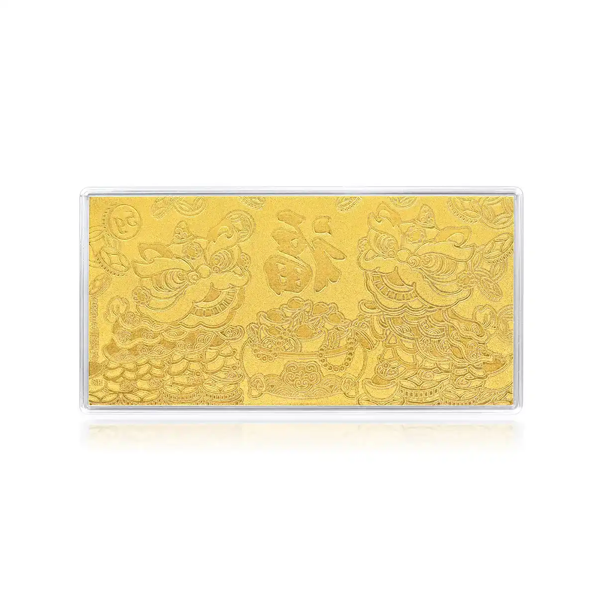 六福珠寶黃金工藝品 - “醒獅接福 財運亨通”999.9黃金利是