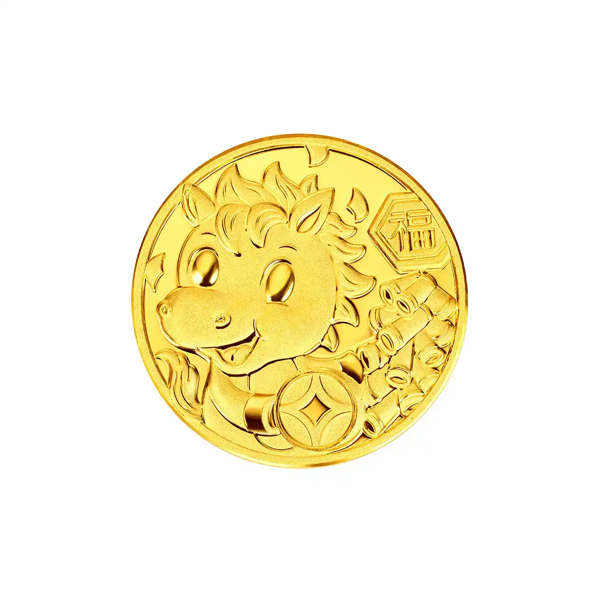 六福珠寶黃金工藝品 - "財福寶馬"999.9黃金金章