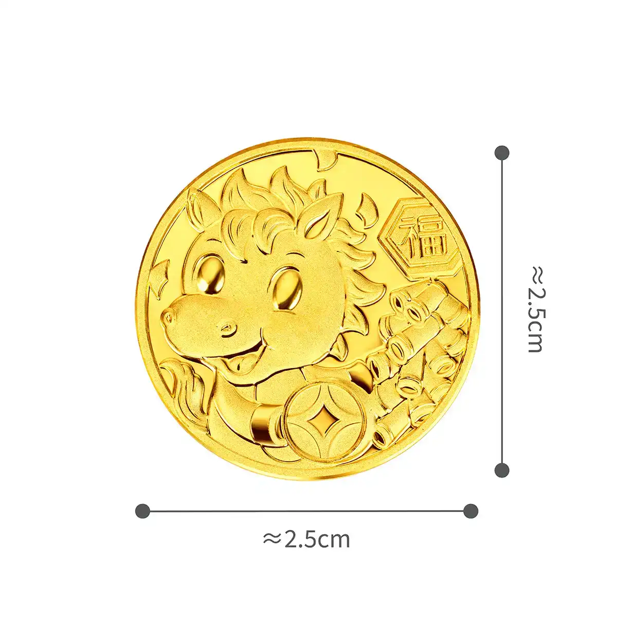 六福珠寶黃金工藝品 - "財福寶馬"999.9黃金金章