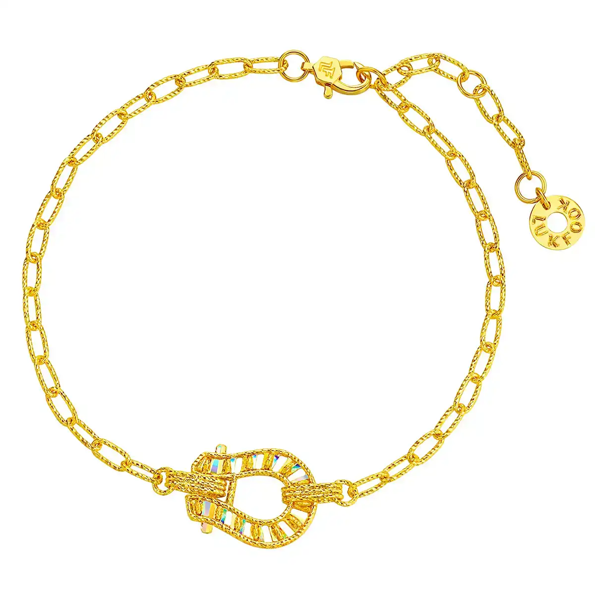 六福珠寶黃金手鏈 - "冰‧鑽馬蹄"999足金手鏈