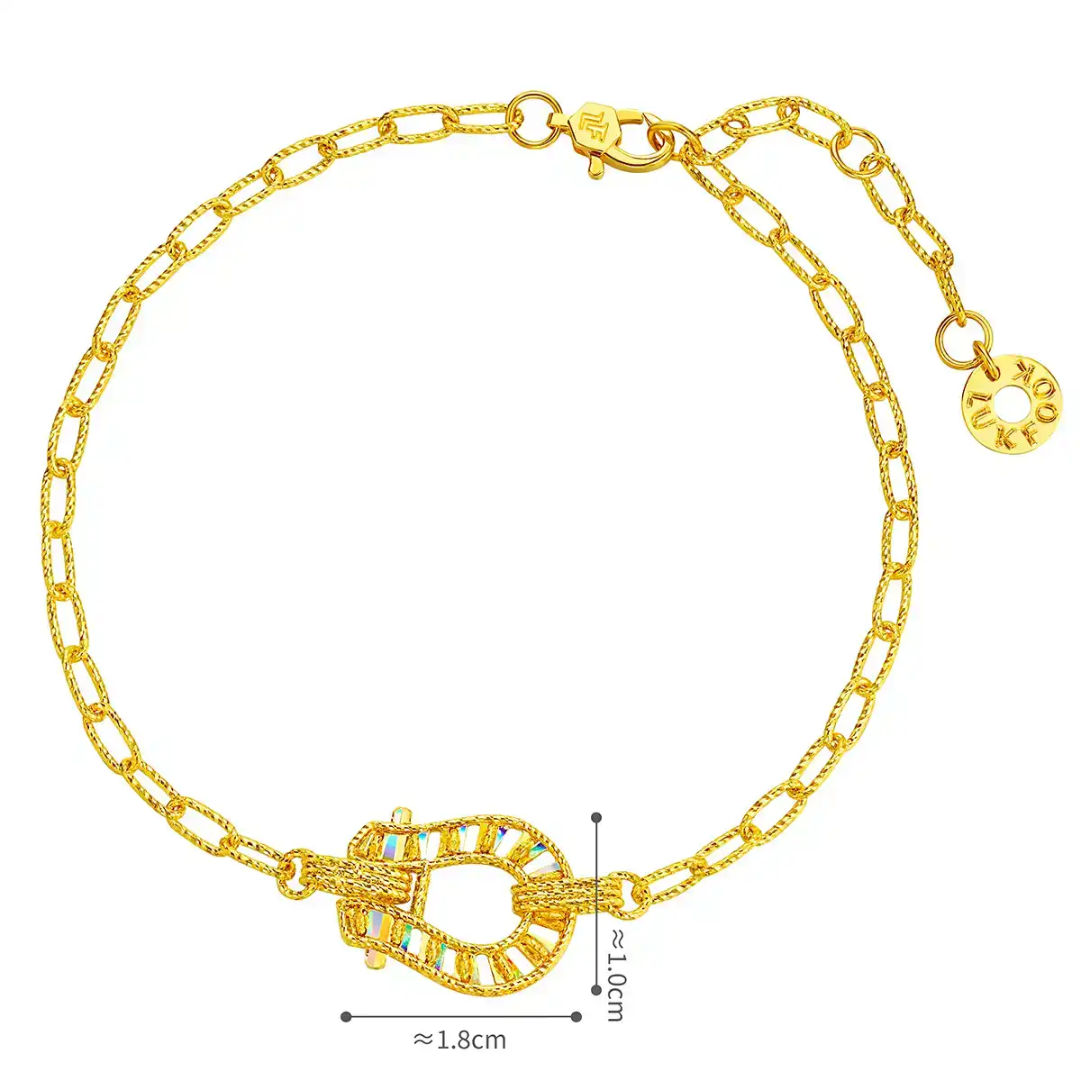 六福珠寶黃金手鏈 - "冰‧鑽馬蹄"999足金手鏈