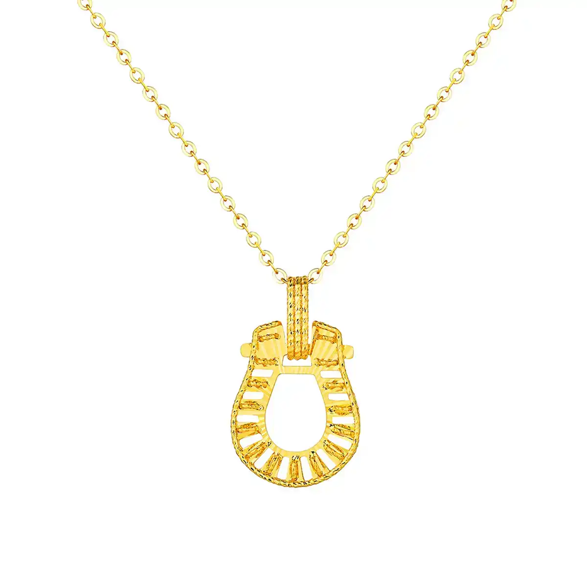 六福珠寶黃金頸鏈 - "冰‧鑽馬蹄"999足金頸鏈