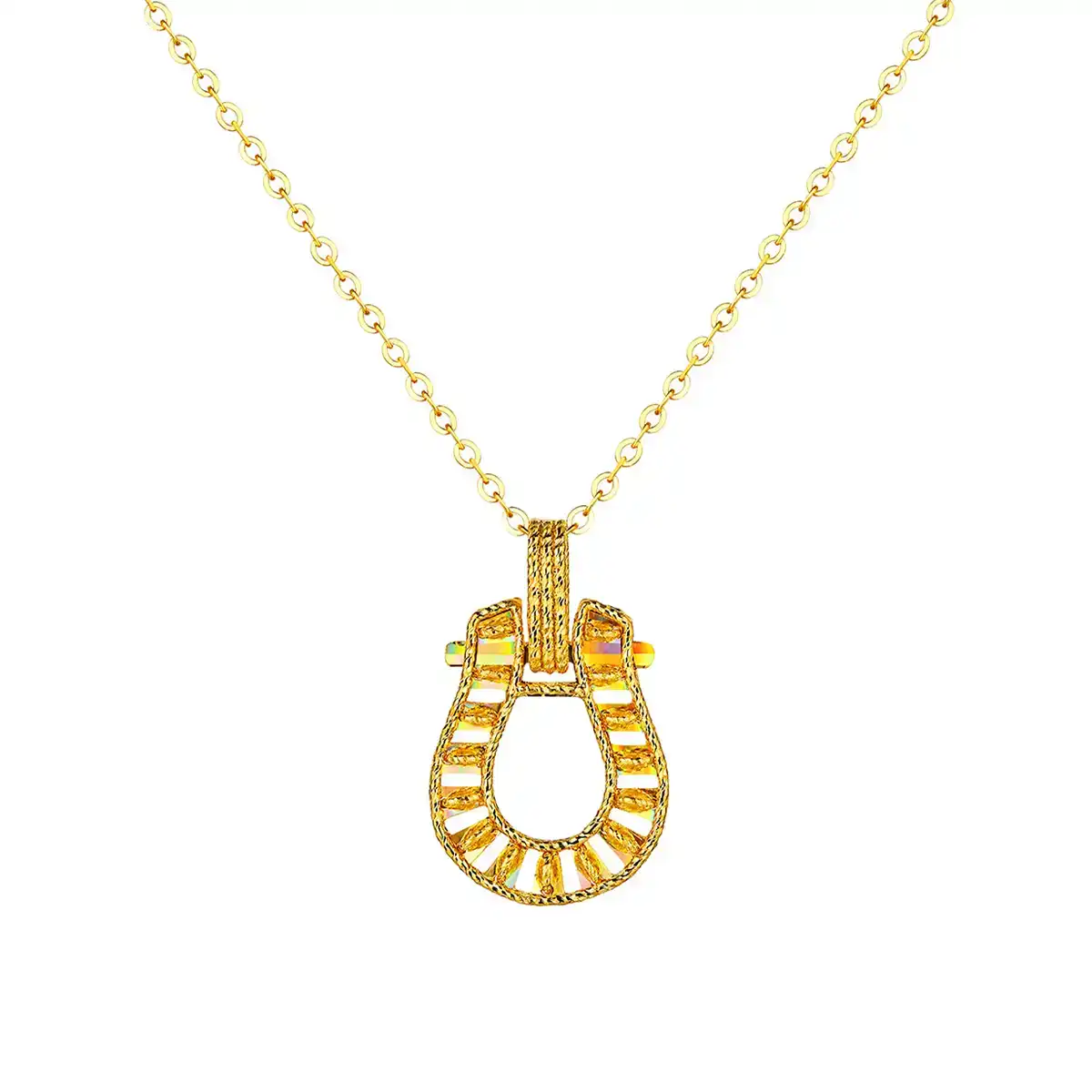 六福珠寶黃金頸鏈 - "冰‧鑽馬蹄"999足金頸鏈