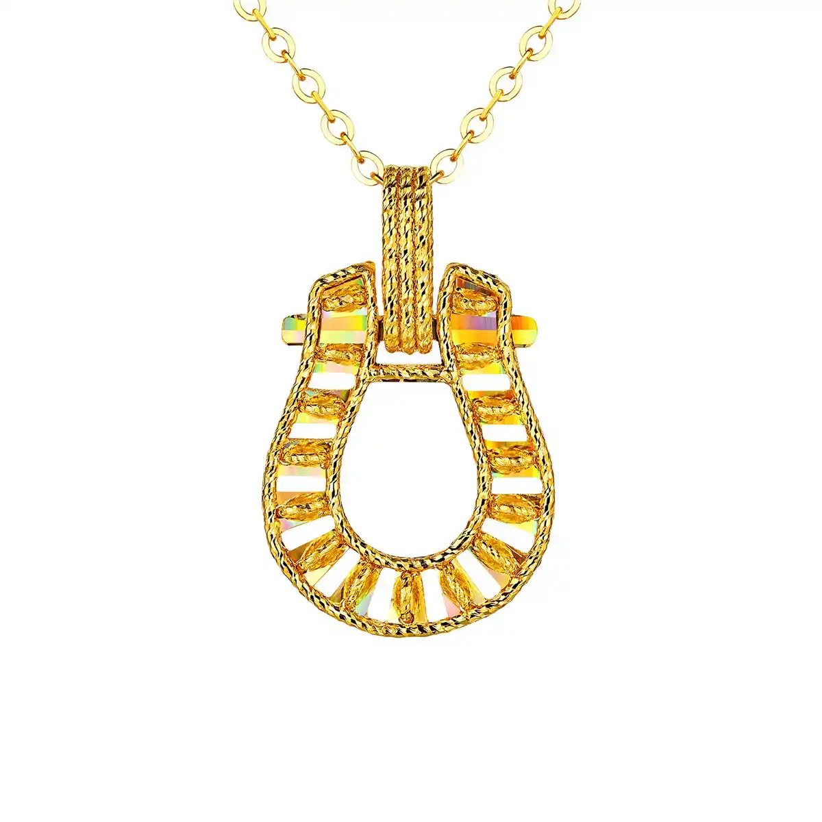 六福珠寶黃金頸鏈 - "冰‧鑽馬蹄"999足金頸鏈