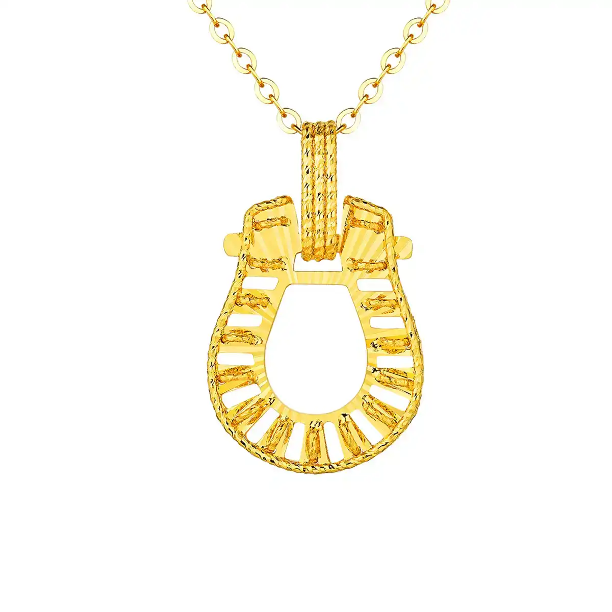 六福珠寶黃金頸鏈 - "冰‧鑽馬蹄"999足金頸鏈