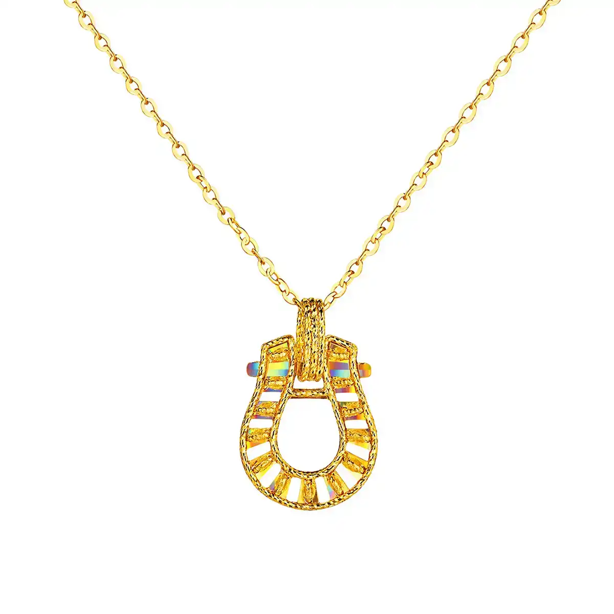 六福珠寶黃金頸鏈 - "冰‧鑽馬蹄"999足金頸鏈