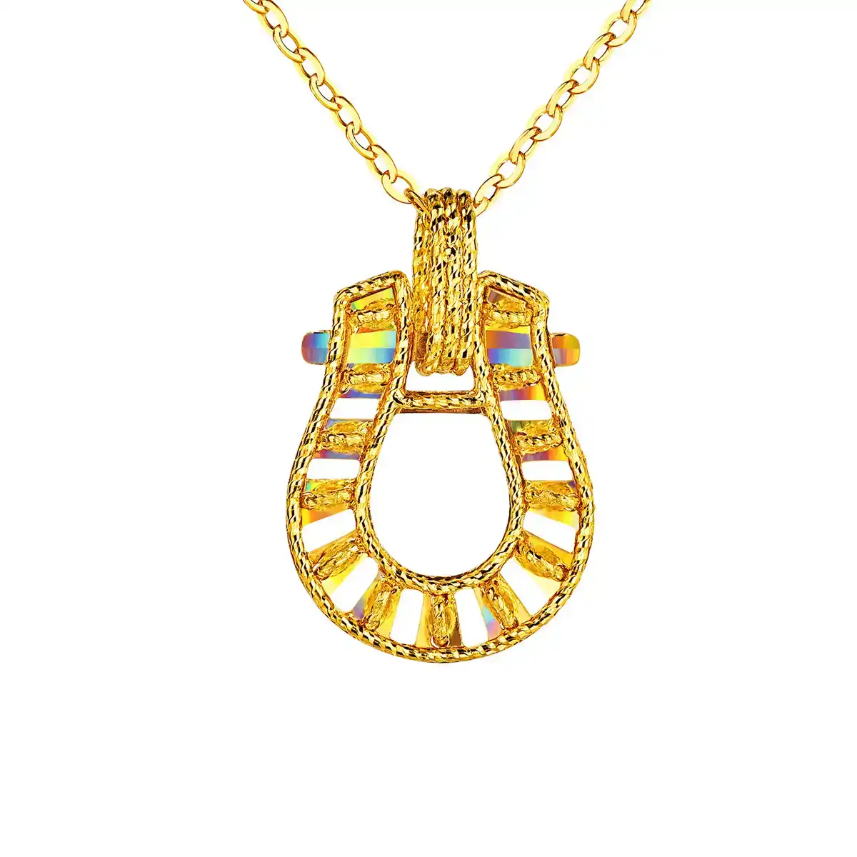 六福珠寶黃金頸鏈 - "冰‧鑽馬蹄"999足金頸鏈