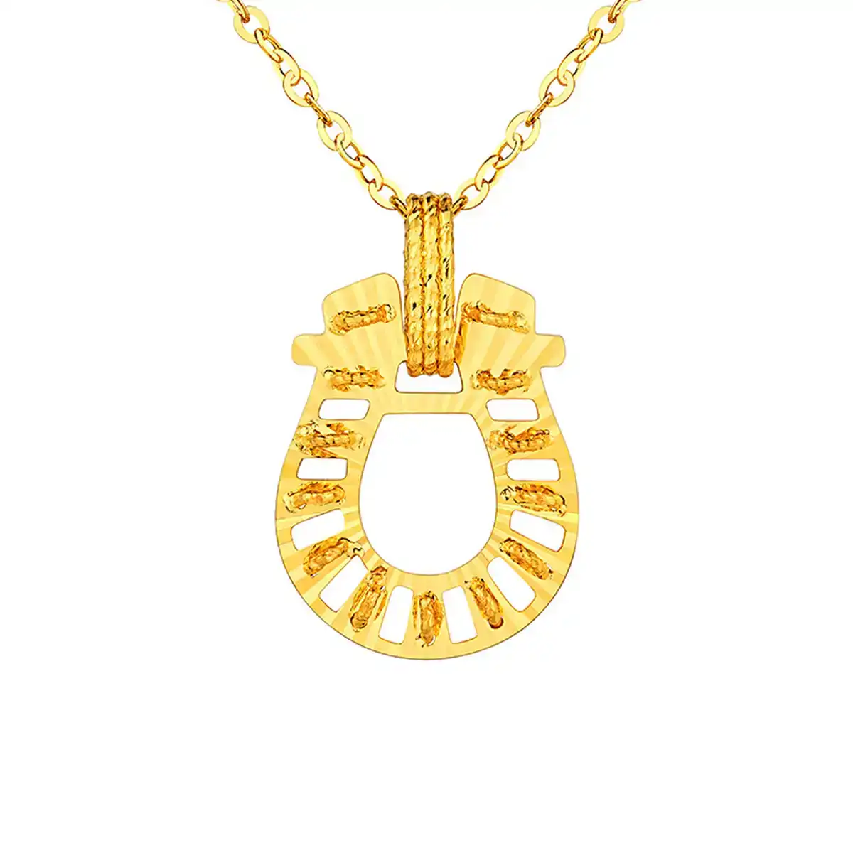 六福珠寶黃金頸鏈 - "冰‧鑽馬蹄"999足金頸鏈