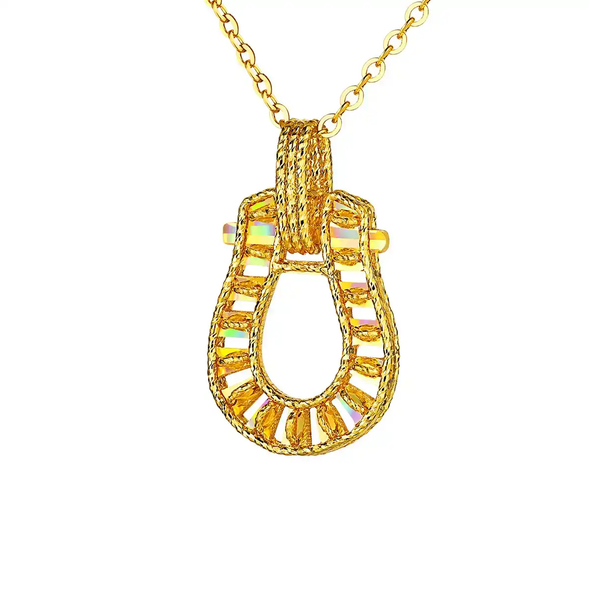 六福珠寶黃金頸鏈 - "冰‧鑽馬蹄"999足金頸鏈