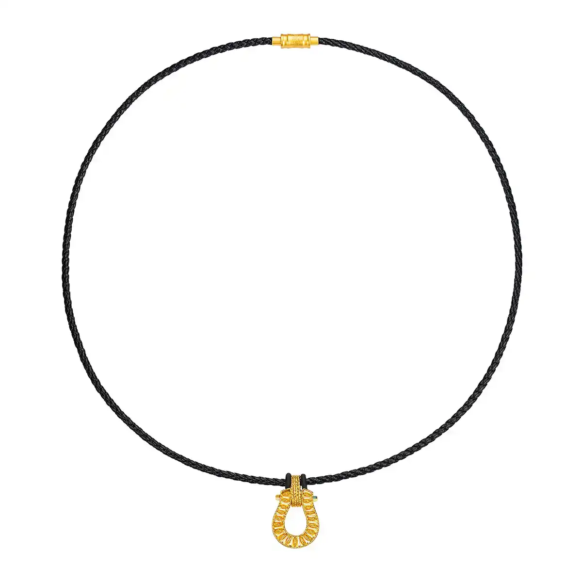 六福珠寶黃金吊墜 - "冰‧鑽馬蹄"999足金吊墜連頸繩