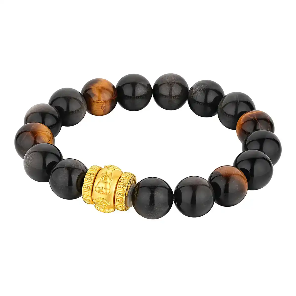 六福珠寶黃金手鏈 - "合樂生福-兔、羊、豬"999足金生肖水晶手鏈