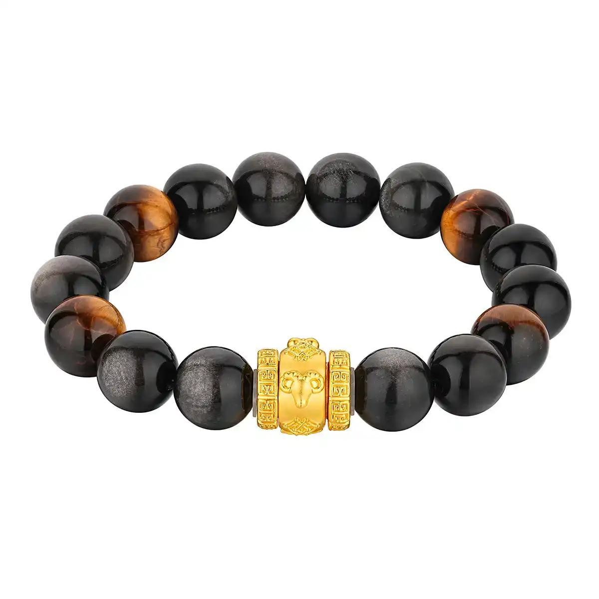 六福珠寶黃金手鏈 - "合樂生福-兔、羊、豬"999足金生肖水晶手鏈