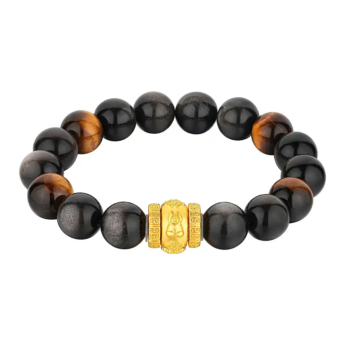 六福珠寶黃金手鏈 - "合樂生福-兔、羊、豬"999足金生肖水晶手鏈