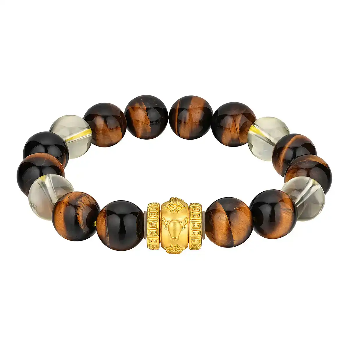 六福珠寶黃金手鏈 - "合樂生福-牛、蛇、雞"999足金生肖水晶手鏈